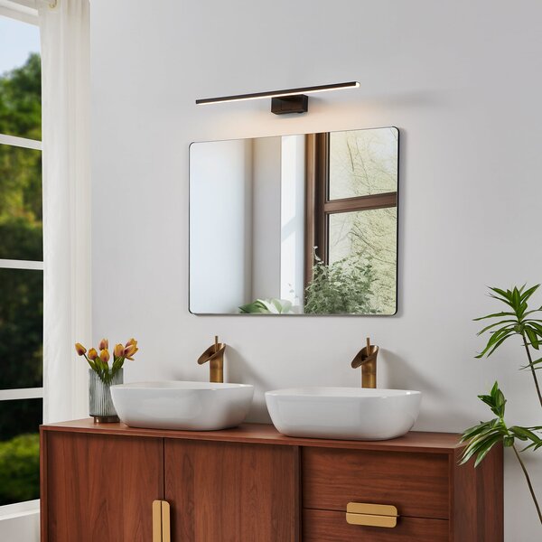 EGLO LED φωτιστικό τοίχου Conettilla, μαύρο, πλάτος 60 cm, IP44, CCT, Μαύρο, Μπάνιο, Μέταλλο, σύγχρονο