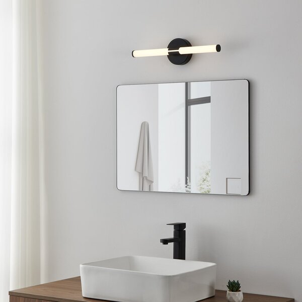 EGLO LED φωτιστικό τοίχου Ramola, μαύρο, πλάτος 45 cm, IP44, CCT, Μαύρο, Μπάνιο, Μέταλλο, σύγχρονο