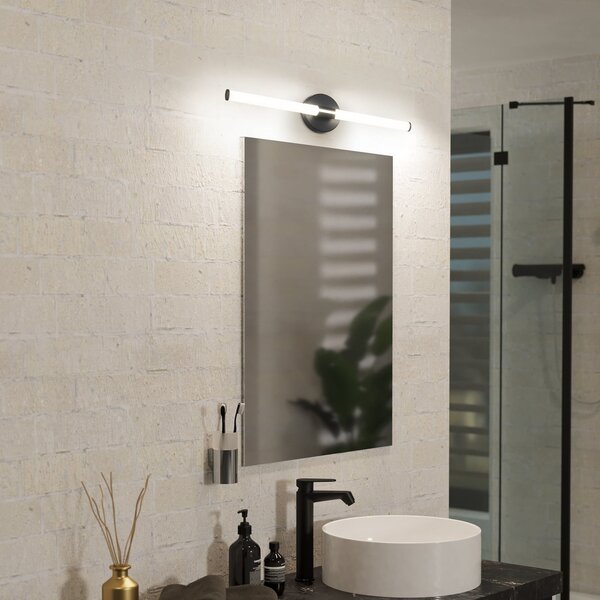 EGLO LED φωτιστικό τοίχου Ramola, μαύρο, πλάτος 60 cm, IP44, CCT, Μαύρο, Μπάνιο, Μέταλλο, σύγχρονο