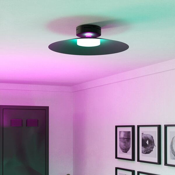 EGLO LED-Smart-Οροφής λάμπα Conomavilla-Z, μαύρο Ø 45 cm CCT RGB, ρυθμιζόμενος, Μαύρο, Σαλόνι / τραπεζαρία, Μέταλλο, σύγχρονο