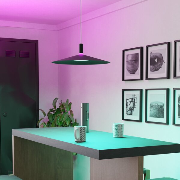 EGLO LED-Smart-Κρεμαστή λάμπα Conomavilla-Z, μαύρη, Ø 45 cm CCT RGB, ρυθμιζόμενος, Μαύρο, Σαλόνι / τραπεζαρία, Μέταλλο, σύγχρονο
