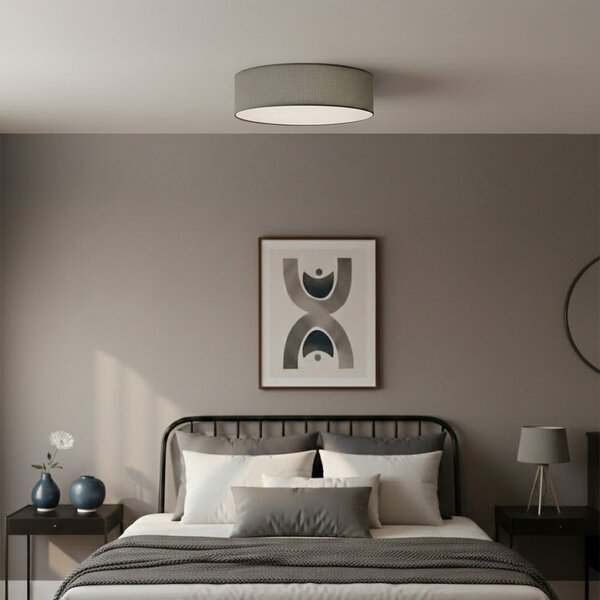 Milagro Lighting Φωτιστικό οροφής Marshall, γκρι, Ø 50 cm, μέταλλο/ρατάν, ρυθμιζόμενος, Γκρι, Σαλόνι / τραπεζαρία, Ξύλο, σύγχρονο