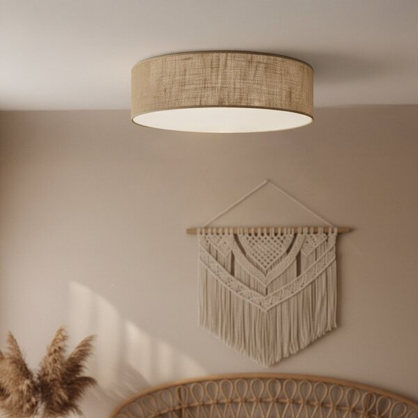 Milagro Lighting Φωτιστικό οροφής Marshall, καφέ, Ø 50 cm, μέταλλο, ρατάν, ρυθμιζόμενος, Καφέ / Σκουριάς, Σαλόνι / τραπεζαρία, Ξύλο, σύγχρονο