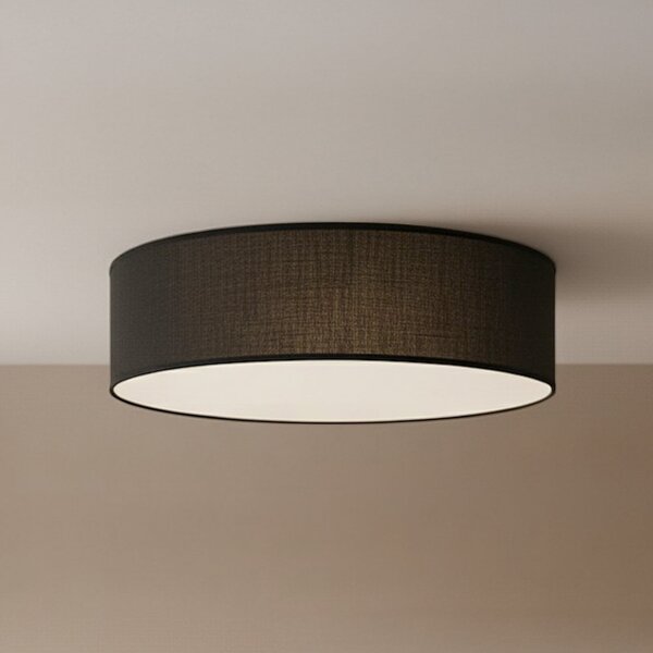 Milagro Lighting Φωτιστικό οροφής Marshall, μαύρο, Ø 50 cm, μέταλλο/ρατάν, ρυθμιζόμενος, Μαύρο, Σαλόνι / τραπεζαρία, Ξύλο, σύγχρονο