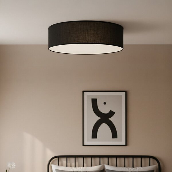 Milagro Lighting Φωτιστικό οροφής Marshall, μαύρο, Ø 50 cm, μέταλλο/ρατάν, ρυθμιζόμενος, Μαύρο, Σαλόνι / τραπεζαρία, Ξύλο, σύγχρονο