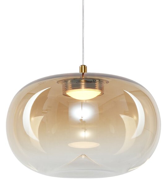 Milagro Lighting Κρεμαστό φωτιστικό LED Vaso, χρώμα κεχριμπαριού, Ø 18 cm, γυαλί, Μπεζ, Σαλόνι / τραπεζαρία, Γυαλί, σύγχρονο