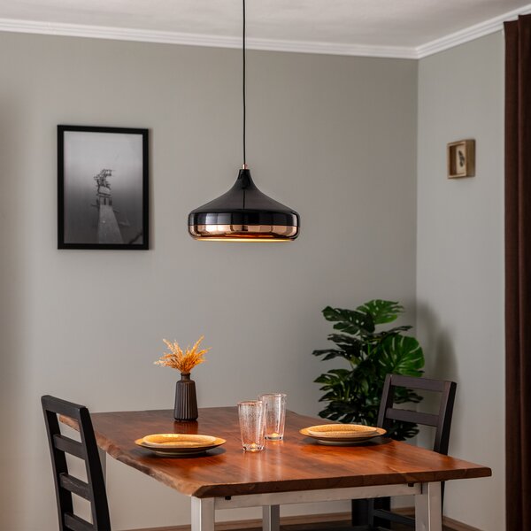 Opviq Κρεμαστό φωτιστικό Yildo 253-S 1-φωτός Ø36cm μαύρο/χαλκός, ρυθμιζόμενος, Μαύρο, Σαλόνι / τραπεζαρία, Μέταλλο, σύγχρονο