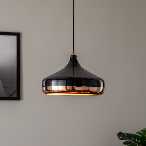 Opviq Κρεμαστό φωτιστικό Yildo 253-S 1-φωτός Ø36cm μαύρο/χαλκός, ρυθμιζόμενος, Μαύρο, Σαλόνι / τραπεζαρία, Μέταλλο, σύγχρονο