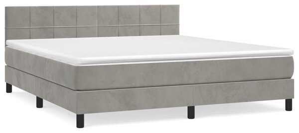 VidaXL Κρεβάτι Boxspring με Στρώμα Ανοιχτό Γκρι 160x200 εκ. Βελούδινο