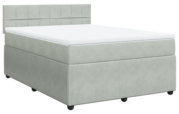 VidaXL Κρεβάτι Boxspring με Στρώμα Ανοιχτό Γκρι 160x200 εκ. Βελούδινο