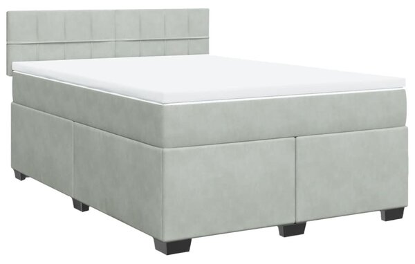 VidaXL Κρεβάτι Boxspring με Στρώμα Ανοιχτό Γκρι 160x200 εκ. Βελούδινο