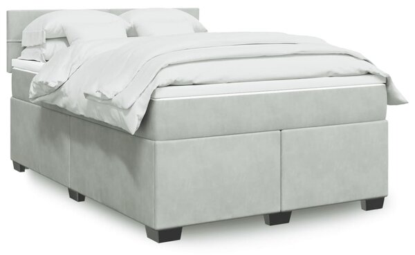 VidaXL Κρεβάτι Boxspring με Στρώμα Ανοιχτό Γκρι 160x200 εκ. Βελούδινο