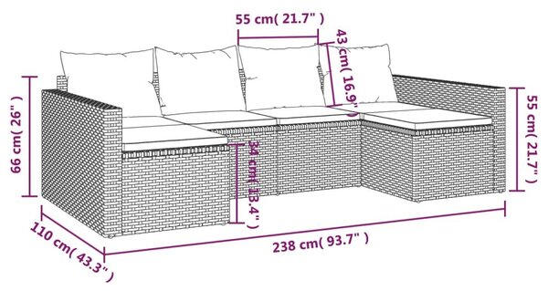 Σαλόνι Κήπου Σετ 2 Τεμαχίων Μαύρο Συνθετικό Ρατάν με Μαξιλάρια - Μαύρο