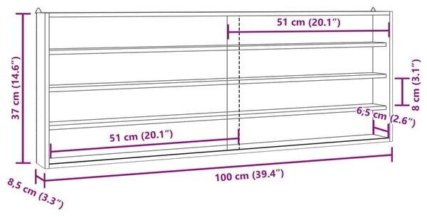 Επιτοίχια βιτρίνα με πόρτες 100x8,5x37 cm - Καφέ