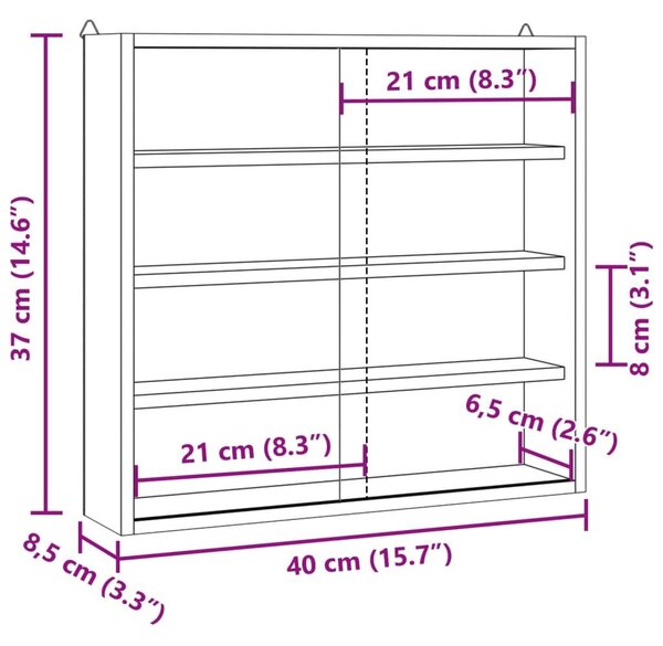 Επιτοίχια βιτρίνα με πόρτες 40x8,5x37 cm - Καφέ