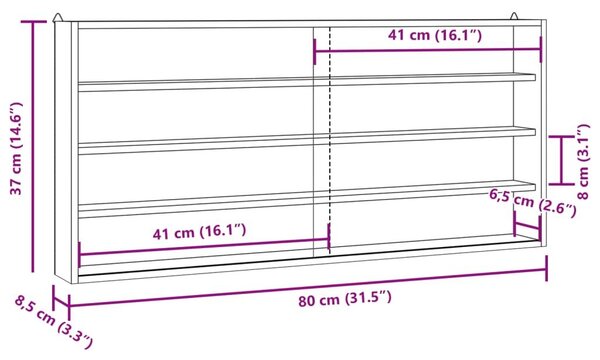 Επιτοίχια βιτρίνα με 6 ράφια 80x8,5x37 cm - Καφέ