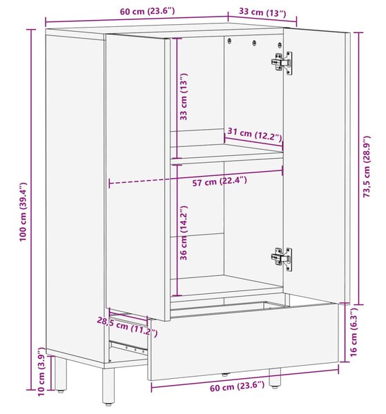 Ντουλάπι Μαύρο 60 x 33 x 110 εκ. από Επεξεργασμένο Ξύλο - Μαύρο