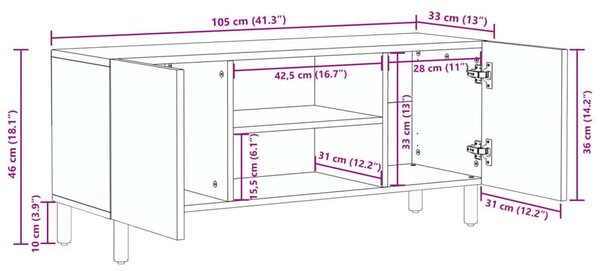 Έπιπλο Τηλεόρασης Μαύρο 105 x 33 x 46 εκ. Επεξεργασμένο Ξύλο - Μαύρο