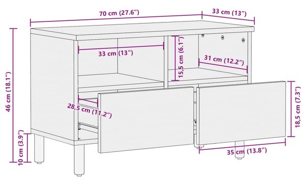 Έπιπλο Τηλεόρασης Μαύρο 70x33x46 εκ. από Επεξεργ. Ξύλο - Μαύρο