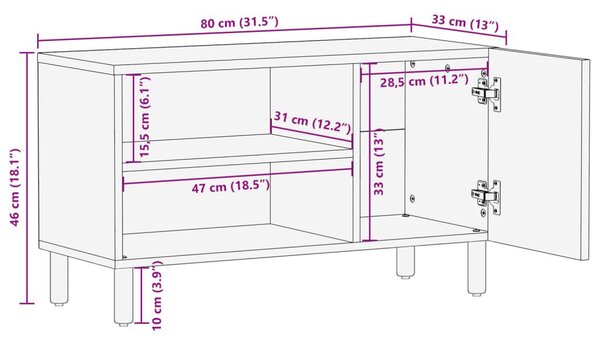 Έπιπλο Τηλεόρασης Μαύρο 80 x 33 x 46 εκ. από Επεξεργασμένο Ξύλο - Μαύρο