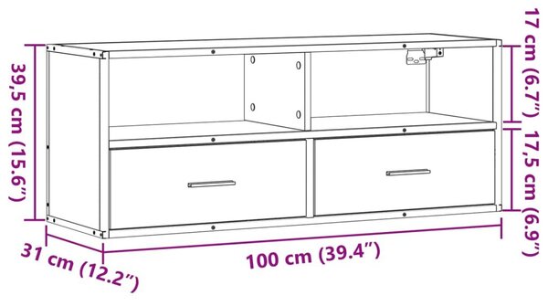 Έπιπλο Τηλεόρασης Μαύρο 100x31x39,5 εκ. Επεξεργ. Ξύλο / Μέταλλο - Μαύρο