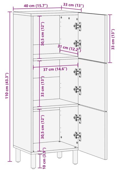 Ντουλάπι Μαύρο 40 x 33 x 110 εκ. από Επεξεργασμένο Ξύλο - Μαύρο