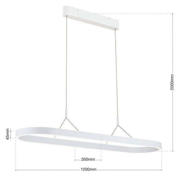 Carrara LED κρεμαστό φωτιστικό, λευκό, ρυθμιζόμενο ύψος, CCT