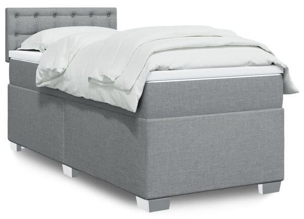 VidaXL Κρεβάτι Boxspring με Στρώμα Ανοιχτό Γκρι 90x190 εκ. Υφασμάτινο