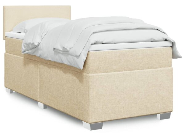 VidaXL Κρεβάτι Boxspring με Στρώμα Κρεμ 90x190 εκ.Υφασμάτινο