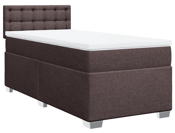 VidaXL Κρεβάτι Boxspring με Στρώμα Σκούρο Καφέ 90x200 εκ. Υφασμάτινο