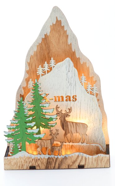 ^ "PLYWOOD CHRISTMAS TREE" 8 LED WW Λ/ΚΙΑ ΜΠ/ΡΙΕΣ (2AA) IP20 14.3X5.5X21.5CM