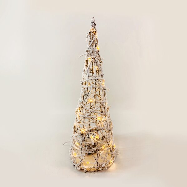 ^ "RATTAN CONE TREE WITH SNOW" 30 MINI WW LED ΛΑΜΠ. ΜΠΑΤ. 3ΧΑΑ,IP20 Φ18.5Χ50CM