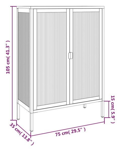 Ντουλάπι Μαύρο 75 x 35 x 105 εκ. από Γυαλί και Ατσάλι - Μαύρο