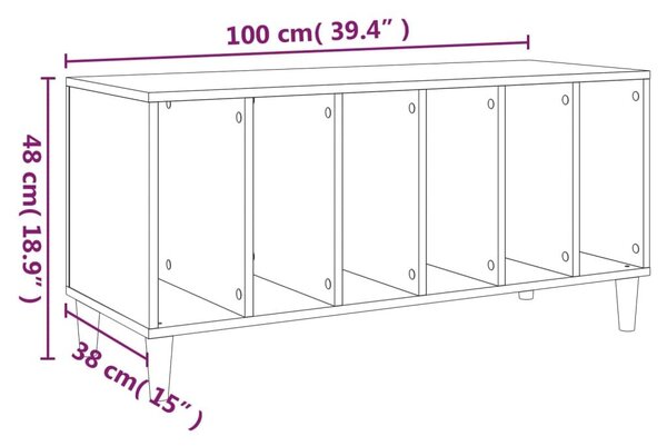 Έπιπλο Δίσκων Μαύρο 100 x 38 x 48 εκ. από Επεξεργασμένο Ξύλο - Μαύρο