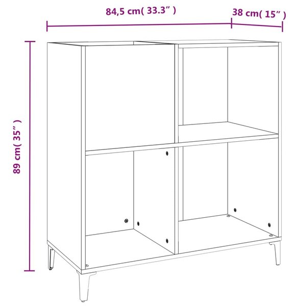 Δισκοθήκη Γκρι Σκυροδέματος 84,5 x 38 x 89 εκ από Επεξεργ. Ξύλο - Γκρι