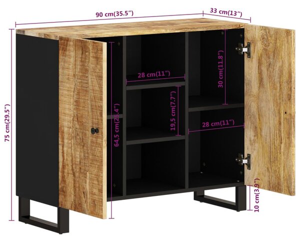 Ντουλάπι με 2 Πόρτες 90 x 33 x 75 εκ. από Μασίφ Ξύλο Μάνγκο - Καφέ