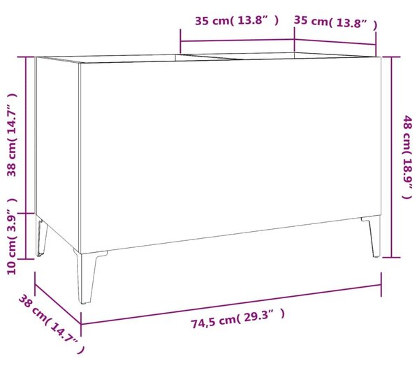 Δισκοθήκη Γυαλιστερή Λευκή 74,5x38x48 εκ. Επεξεργασμένο Ξύλο - Λευκό