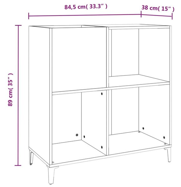 Δισκοθήκη Γκρι Sonoma 84,5 x 38 x 89 εκ. από Επεξεργασμένο Ξύλο - Γκρι