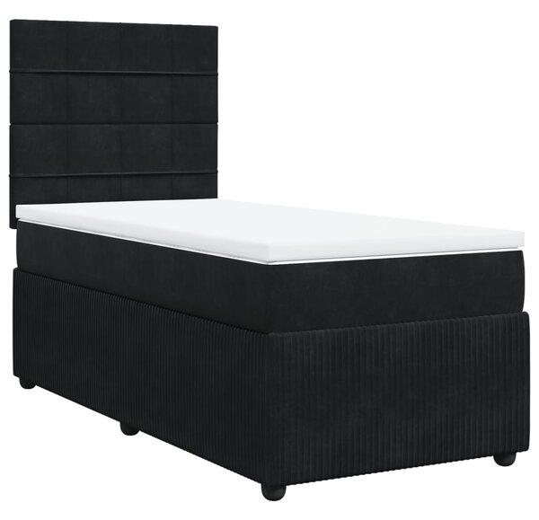 VidaXL Κρεβάτι Boxspring με Στρώμα Μαύρο 90x190 εκ. Βελούδινο