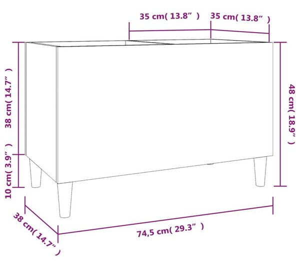 Δισκοθήκη Γυαλιστερή Λευκή 74,5x38x48 εκ. Επεξεργασμένο Ξύλο - Λευκό