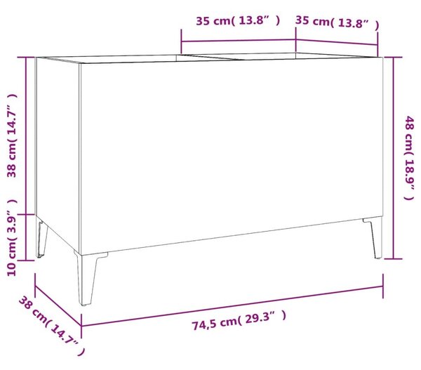 Δισκοθήκη Γκρι Σκυροδέματος 74,5x38x48 εκ. Επεξεργασμένο Ξύλο - Γκρι