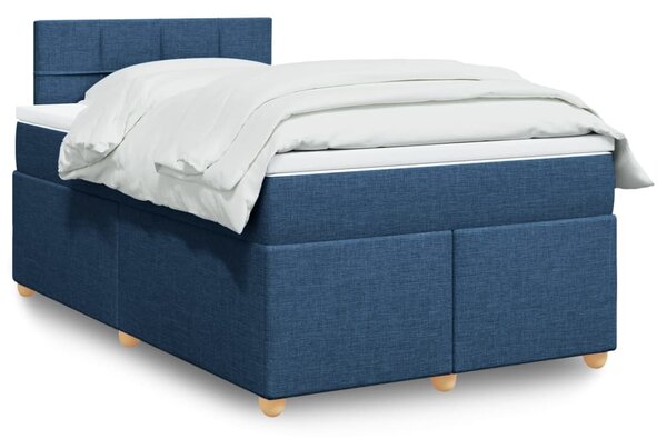 VidaXL Κρεβάτι Boxspring με Στρώμα Μπλε 120x200 εκ. Υφασμάτινο