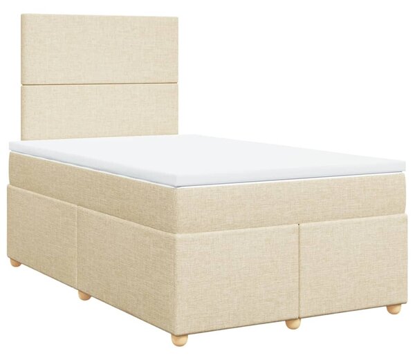 VidaXL Κρεβάτι Boxspring με Στρώμα Κρεμ 120x190 εκ. Υφασμάτινο