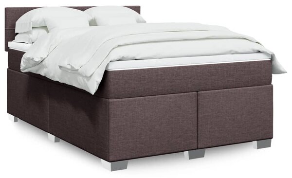 VidaXL Κρεβάτι Boxspring με Στρώμα Σκούρο Καφέ 140x200 εκ Υφασμάτινο