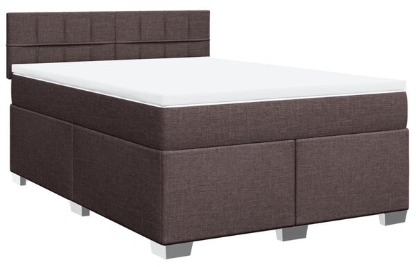 VidaXL Κρεβάτι Boxspring με Στρώμα Σκούρο Καφέ 140x200 εκ Υφασμάτινο