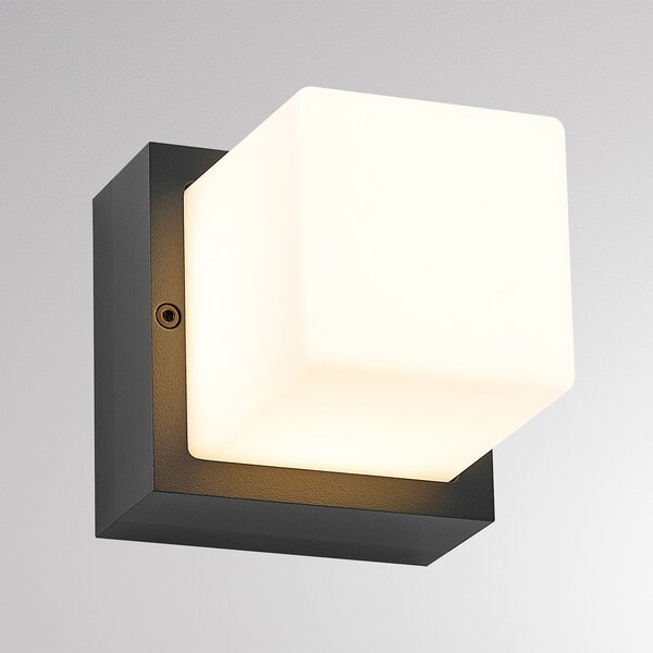 Molto Luce Εξωτερικός φωτιστικός τοίχου LED FYNN-O, ανθρακί, 11 cm, IP65, CCT on/off, Μαύρο, Αλουμίνιο, σύγχρονο