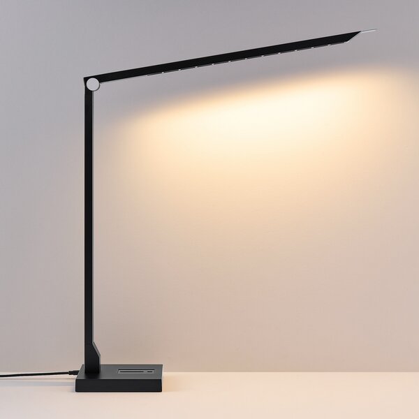 Molto Luce Φωτιστικό γραφείου LED FLOYD PRO, μαύρο, 55 cm, CCT, ρυθμιζόμενη ένταση, ρυθμιζόμενος, Μαύρο, Μελέτη / Γραφείο, Αλουμίνιο, σύγχρονο