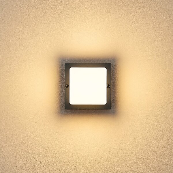 Molto Luce Εξωτερικός φωτιστικός τοίχου LED FYNN-O, ανθρακί, 11 cm, IP65, CCT on/off, Μαύρο, Αλουμίνιο, σύγχρονο
