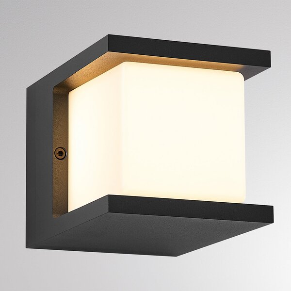 Molto Luce Εξωτερικός φωτιστικός τοίχου LED FYNN-U, ανθρακί, 12 cm, IP65, CCT on/off, Μαύρο, Αλουμίνιο, σύγχρονο