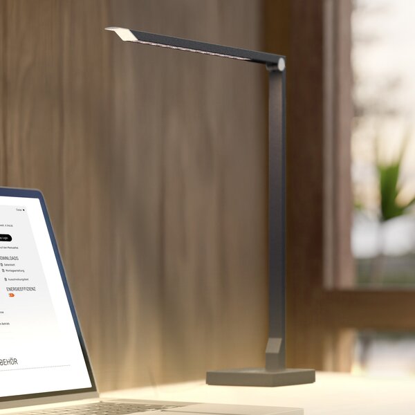 Molto Luce Φωτιστικό γραφείου LED FLOYD PRO, μαύρο, 55 cm, CCT, ρυθμιζόμενη ένταση, ρυθμιζόμενος, Μαύρο, Μελέτη / Γραφείο, Αλουμίνιο, σύγχρονο